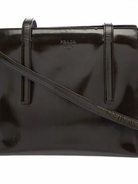 Prada Spazzolato Patent Leather Shoulder Bag